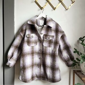 Avec Les Filles Plaid Shirt Jacket